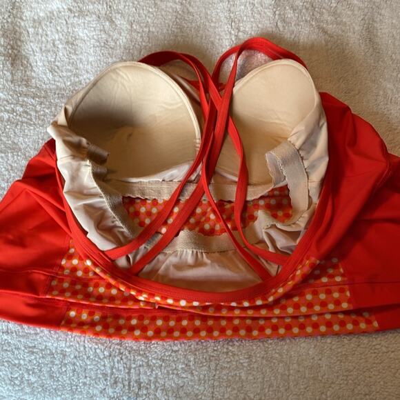 Lands End Tankini 2-piece Swim Suit 26W Orange Polka Dot - Picture 7 of 9